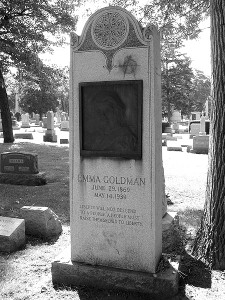 Goldman's grave in Illinois' Forest Home Cemetery, near those of the anarchists executed for the Haymarket Affair. 